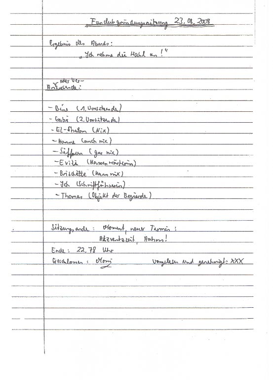 Protokoll des Gründungstreffens